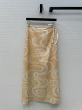 CC 25 Wave Pattern Long Skirt Yellow Silk Cotton